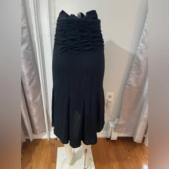 Prada Ruched High Waisted Blk Silk Skirt sz38 2 - Picture 3 of 5